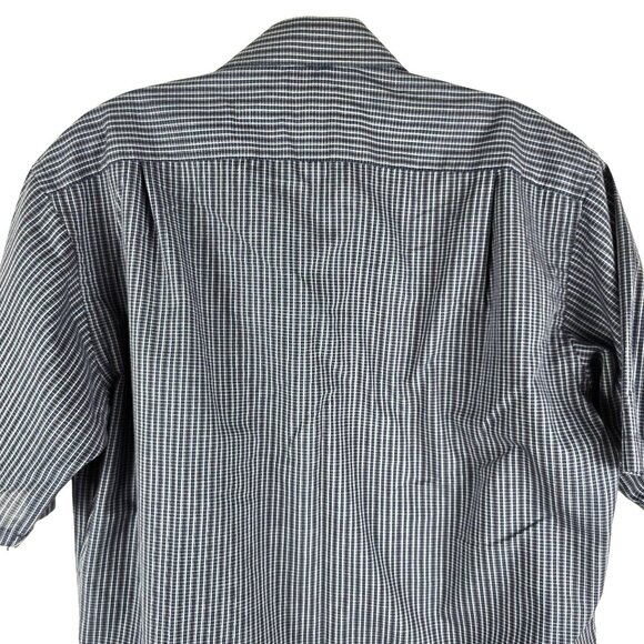 Mens Blue White Short Sleeve Shirt 15.5" Collar Towncraft Button Down    JH1842 - Picture 6 of 7